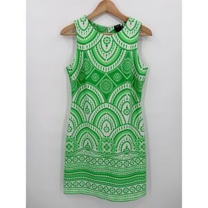 Taylor Womens 60's Inspired Geometric Sleeveless Shift Dress Size 8 Retro Spring